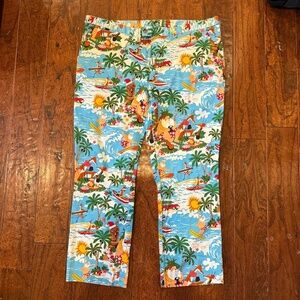 Loudmouth Golf Men's 42 x 30 Surfing Santa Tiki Christmas Hawaiian Pants